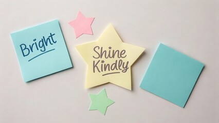 Bright Sticky Notes with Inspirational Messages and Colorful Stars