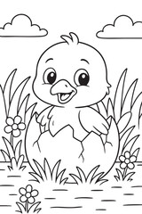 Baby Bird Hatching from Egg Coloring Page