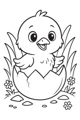 Chick Hatching from Egg Coloring Page