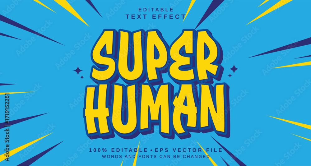 Poster editable text style effect - super human text style theme.