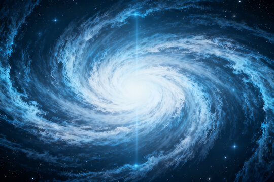 Spiral galaxy with bright core and swirling arms in deep space