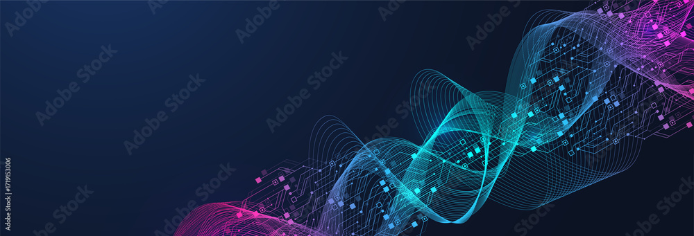 Aufkleber modern technology circuit board texture background design. quantum computer technologies concepts, l
