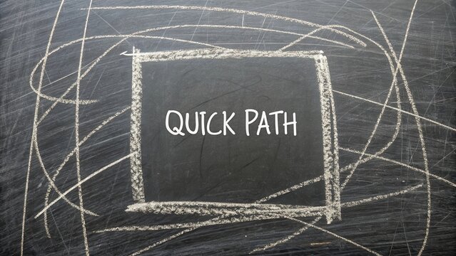 Clear Chalkboard Background with "Quick Path" White Text Centered