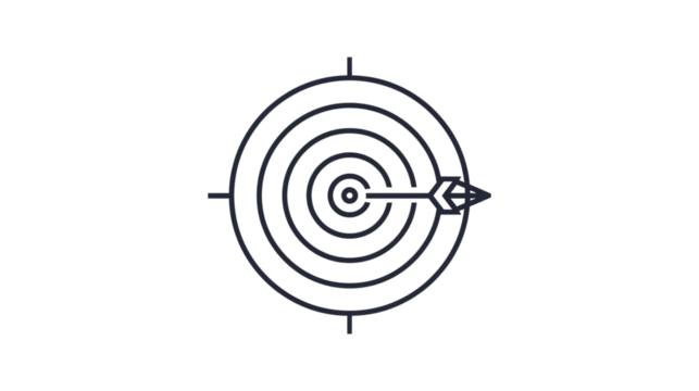 Minimalist Line Art Arrow Hitting Center of Target Icon Design