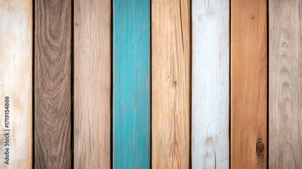 Poster wooden planks surface creating a rustic colorful background