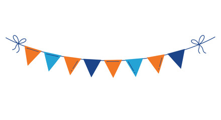 Obraz premium Colorful party bunting flags garland hanging on a string for celebration decoration. Vector Illustrations. EPS Editable