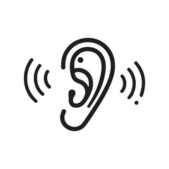 Bold ear sound icon ideal for healthcare, hearing devices and acoustic technology