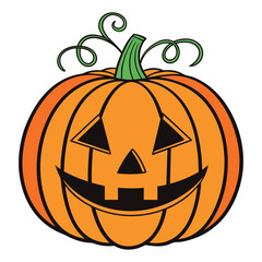 Art Halloween Pumpkin Jack O Lantern Illustration | Spooky Scary Face Pumpkin Clipart for Party Decoration and Holiday Design