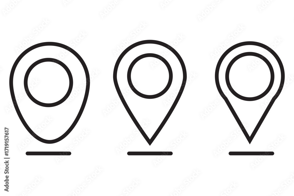 Poster location vector icon set. point illustration sign collection. position symbol. place logo. gps map l