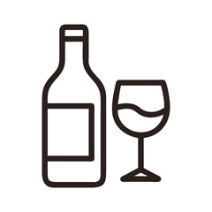 Wine Bottle and Glass Icon &ndash; Drink Alcohol Beverage Symbol