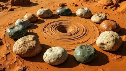 Artistic Scene of Stones in the Desert