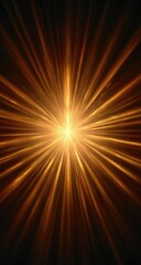 Obraz premium Radiant burst of golden light emanating from a central point against a dark background