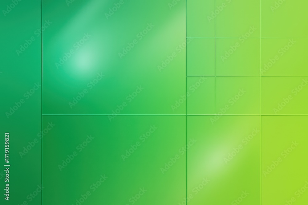 Aufkleber modern abstract background with overlapping glossy green square panels and light reflections.