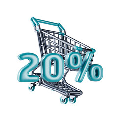 Shopping cart Sale 20 percent 3D