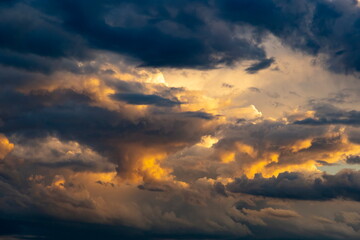 Dramatic evening sky. Sunset time.
