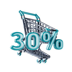 Shopping cart Sale 30 percent 3D