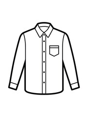 Classic long sleeve dress shirt with pocket vector illustration scalable eps graphic silhouette vector illustration white background