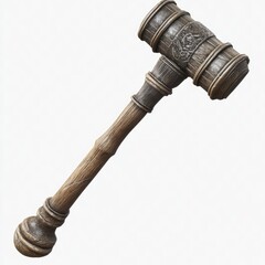 Ornate wooden hammer with bronze accents