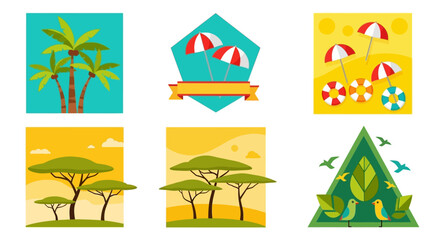 Set of flat design travel and nature landscape illustrations. Vector Illustrations. EPS Editable
