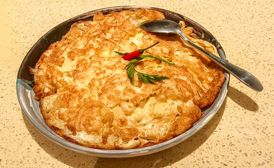 Thai-style omelette, an Omelette with minced shrimp and pork. 