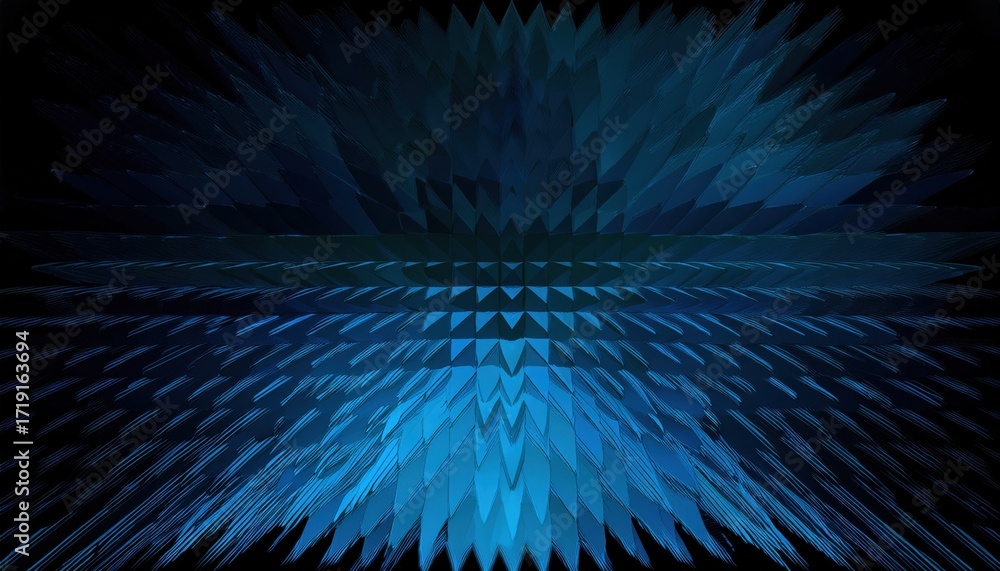 Poster blue abstract geometric lines with sharp angles and dynamic gradients, intricate digital pattern cre