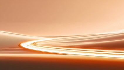 Abstract, warm-toned image of curved, light trails on a smooth, muted orange background