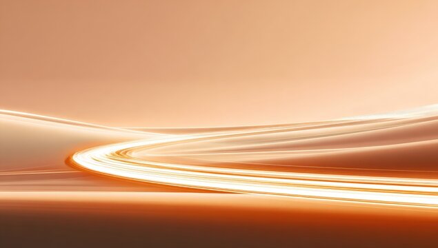 Abstract, warm-toned image of curved, light trails on a smooth, muted orange background - Powered by Adobe