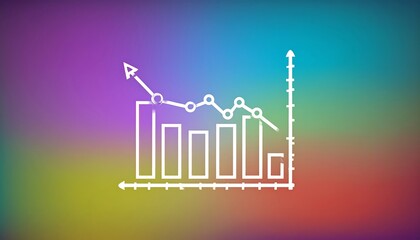 Chart declining trend on colorful gradient