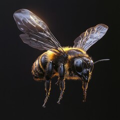 Detailed close-up of a honeybee in flight (1)