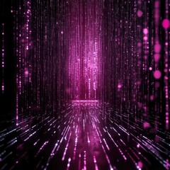 Digital tunnel of pink and purple light