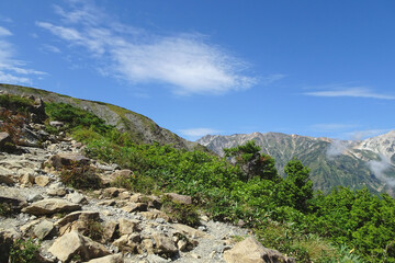 Obraz premium 日本：八方尾根トレッキングコース／長野県白馬村・9月