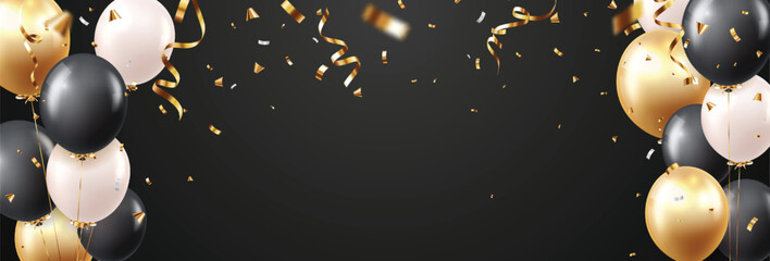 beautiful gold, black and white balloons 