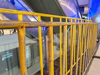 Train station in the city at night with architectural details
