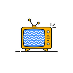 yellow cartoon tv icon with interference