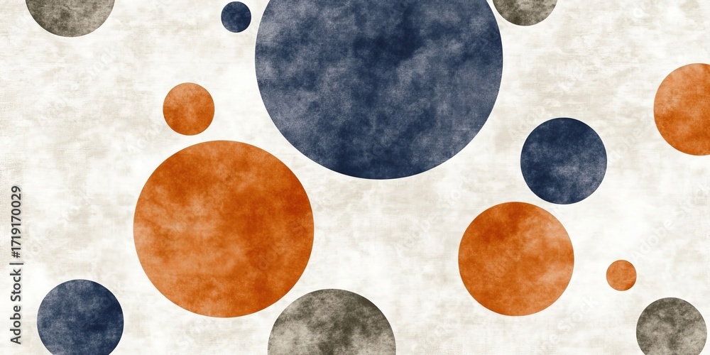 Aufkleber vibrant playful abstract circle pattern with retro textures and geometric shapes in blue and orange