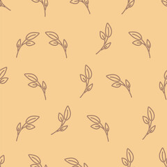 Elegant beige leaf line art pattern