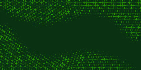Medical green background. Healthcare circle pattern with glowing plus signs. Abstract futuristic digital backdrop with pixelated geometric elements. Modern technology vector illustration.
