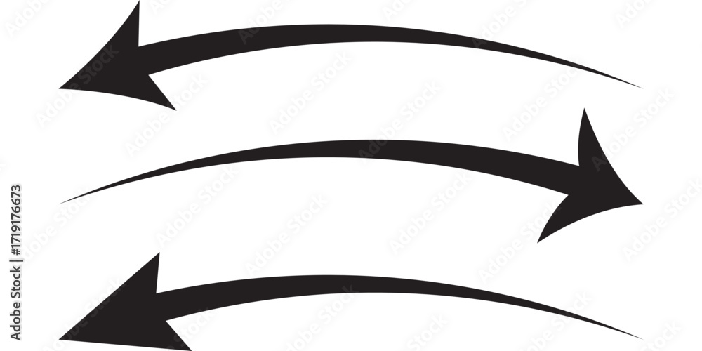 Poster long curve arrow set. curve arrow icon vector. wavy curved long arrow icon. long line arrow vector. 