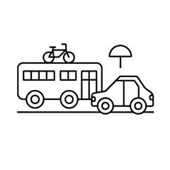 Black and w double-decker bus, side view. Classic British English public transport, tour and sightseeing vehicle. London symbol for urban travel. Flat vector illustration isolated on white background 