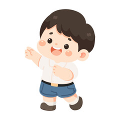 Kid boy student doing the dabbing dance