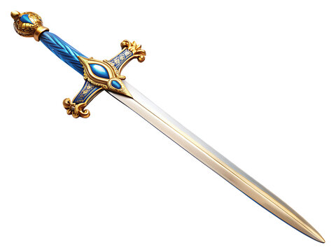 Decorative Dagger with Blue Gems and Gold Accents on Background sword ornate isolated on a transparent background