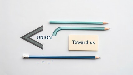 Creative Concept of Union Direction with Pencils on Background