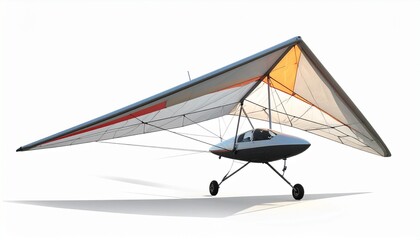 An ultralight aircraft—delta wing, trike frame, poised for lift—rests in engineered anticipation. A metaphor for fragile ascent and the choreography of recreational freedom.