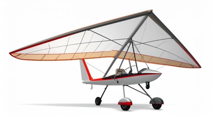 An ultralight aircraft—delta wing, trike frame, poised for lift—rests in engineered anticipation. A metaphor for fragile ascent and the choreography of recreational freedom.