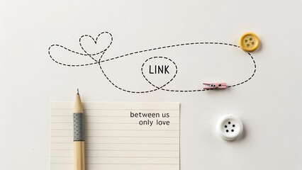 Creative Connection Concept with Heart, Buttons, and Notes