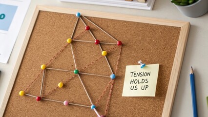 Creative Cork Board Display with Colorful Pins and Sticky Note