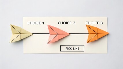 Colorful Origami Paper Arrows Representing Decision Making Choices
