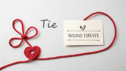 Creative Craft of Red Knot with Card for Love and Commitment