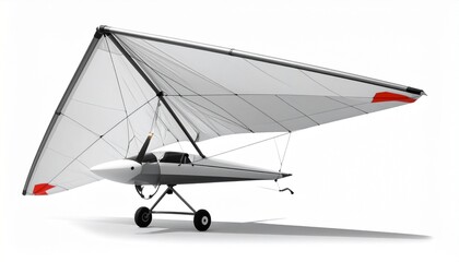An ultralight aircraft—delta wing, trike frame, poised for lift—rests in engineered anticipation. A metaphor for fragile ascent and the choreography of recreational freedom.