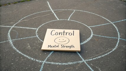Control and Mental Strength Concept on Pavement with Chalk Circle